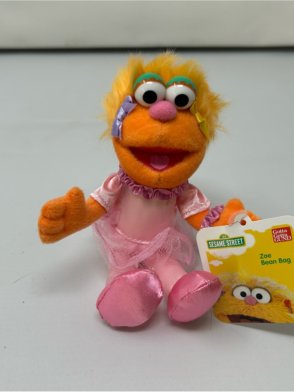Gund Sesame Street Zoe Plush Bean Bag in Orange and Pink